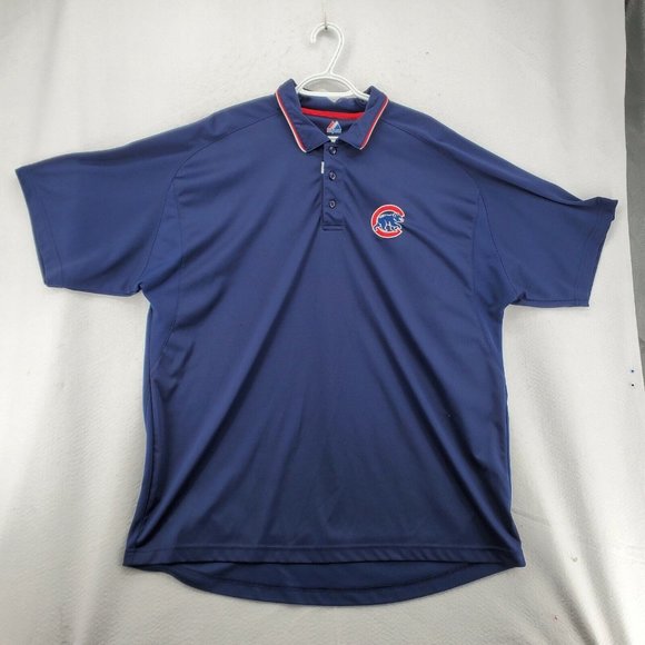 CHICAGO CUBS Shirt Men's Majestic Embroidered Polo Blue Baseball 2XL - Picture 3 of 12